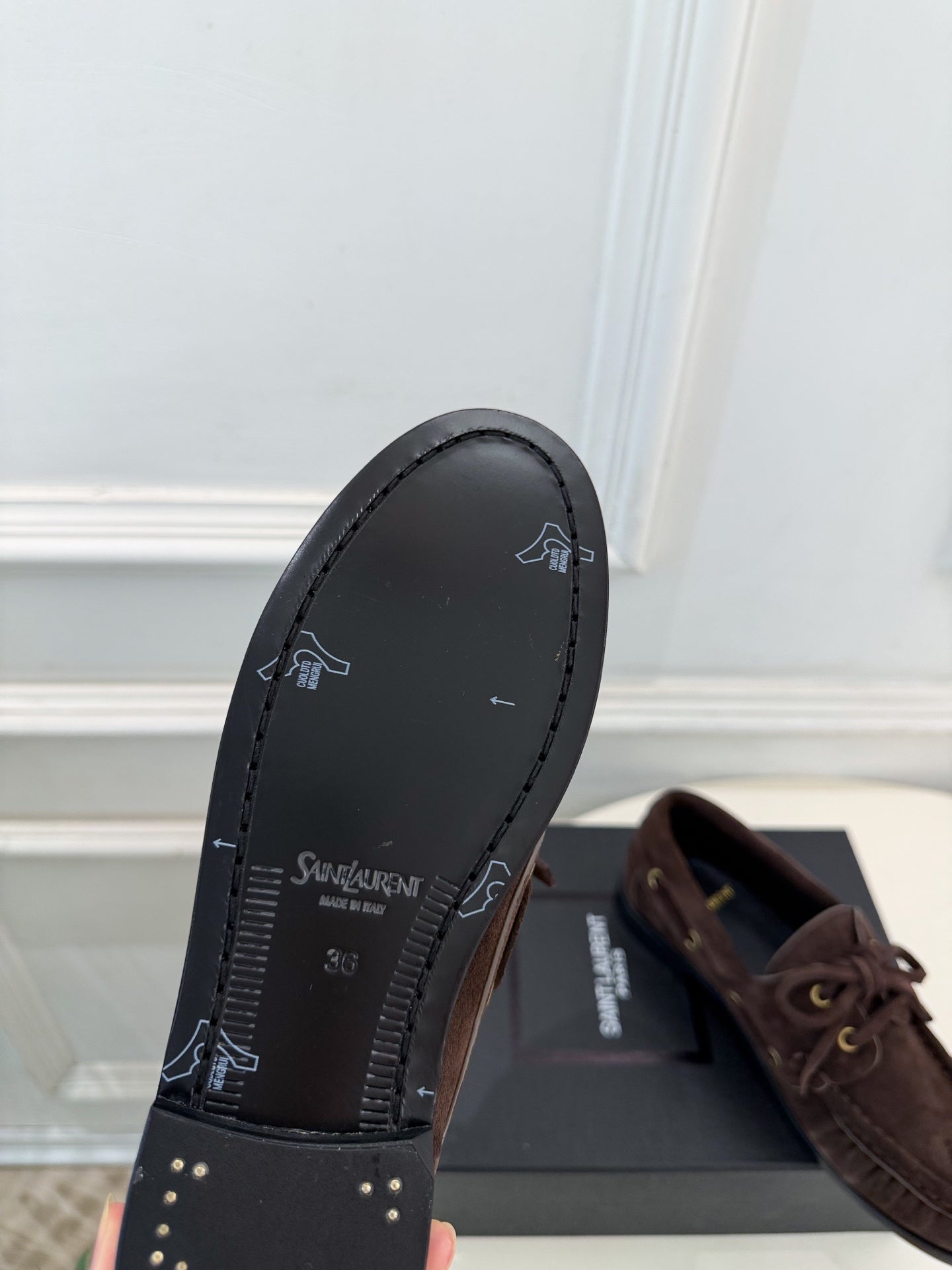 YSL Le Loafer Bateau Boat Shoes Dark Brown Suede 112328