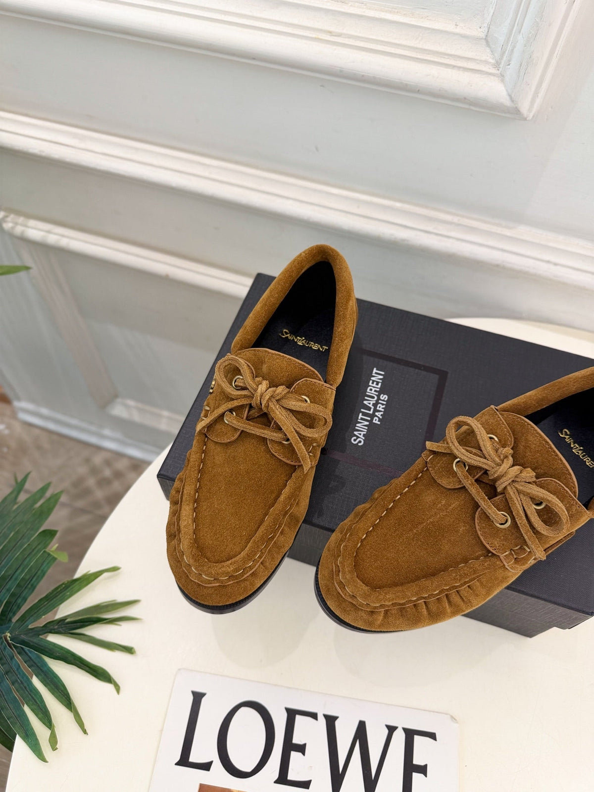 YSL Le Loafer Bateau Boat Shoes Tan Suede 112330