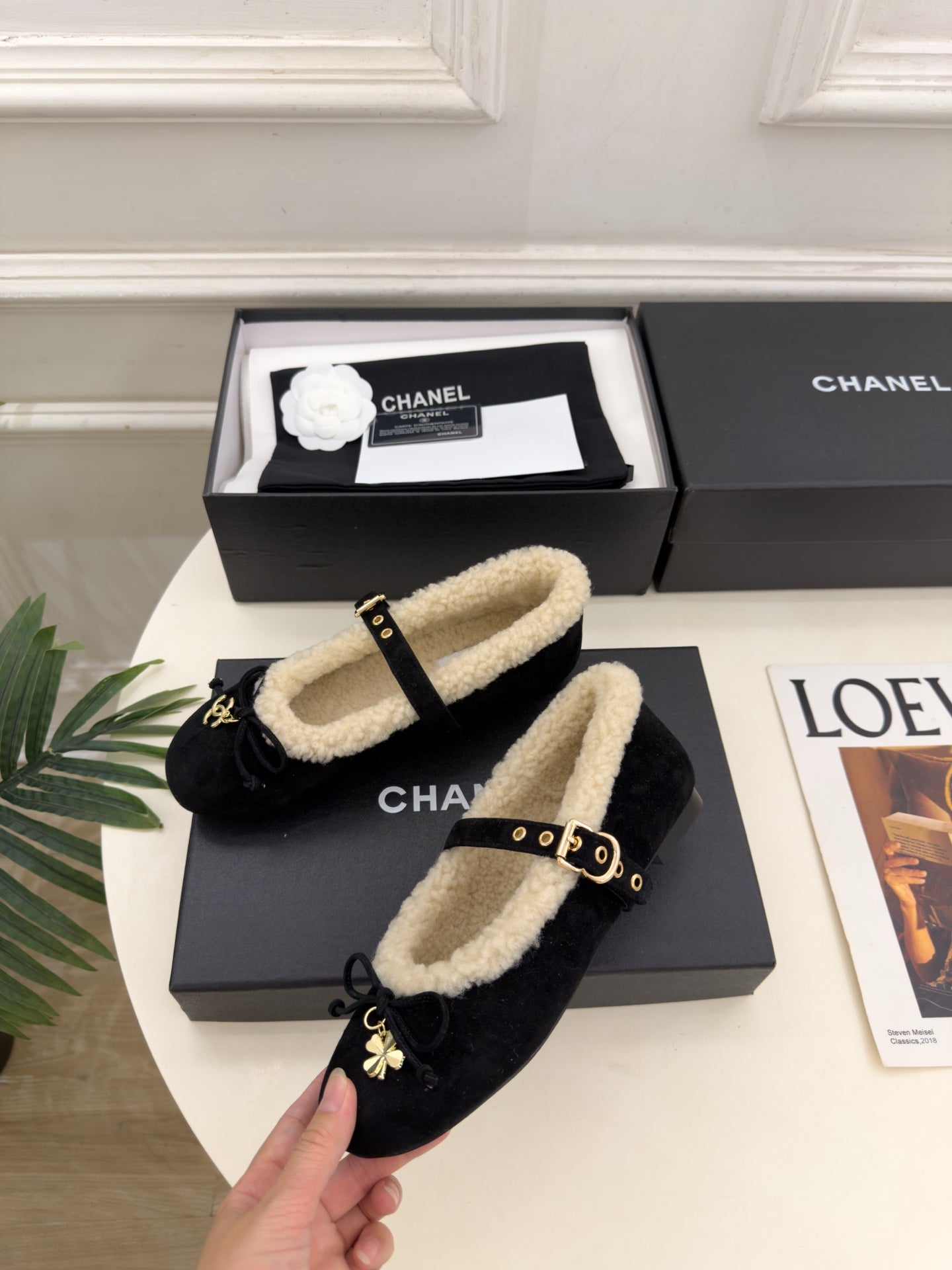 CC 26s Mary Jane Black Suede Shearling 111927