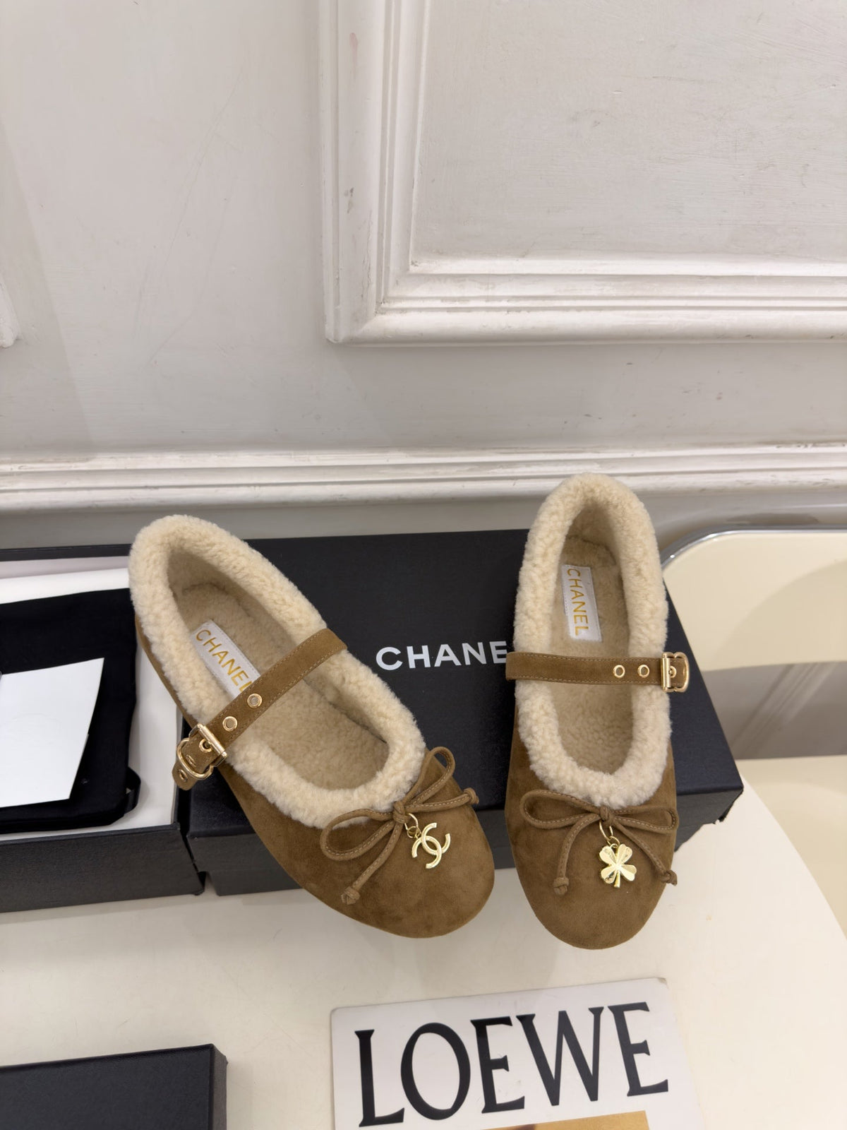 CC 26s Mary Jane Tan Suede Shearling 111930
