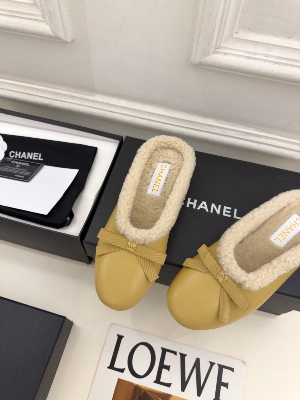CC 26s Mules Mustard Yellow Sheepskin Shearling 111933