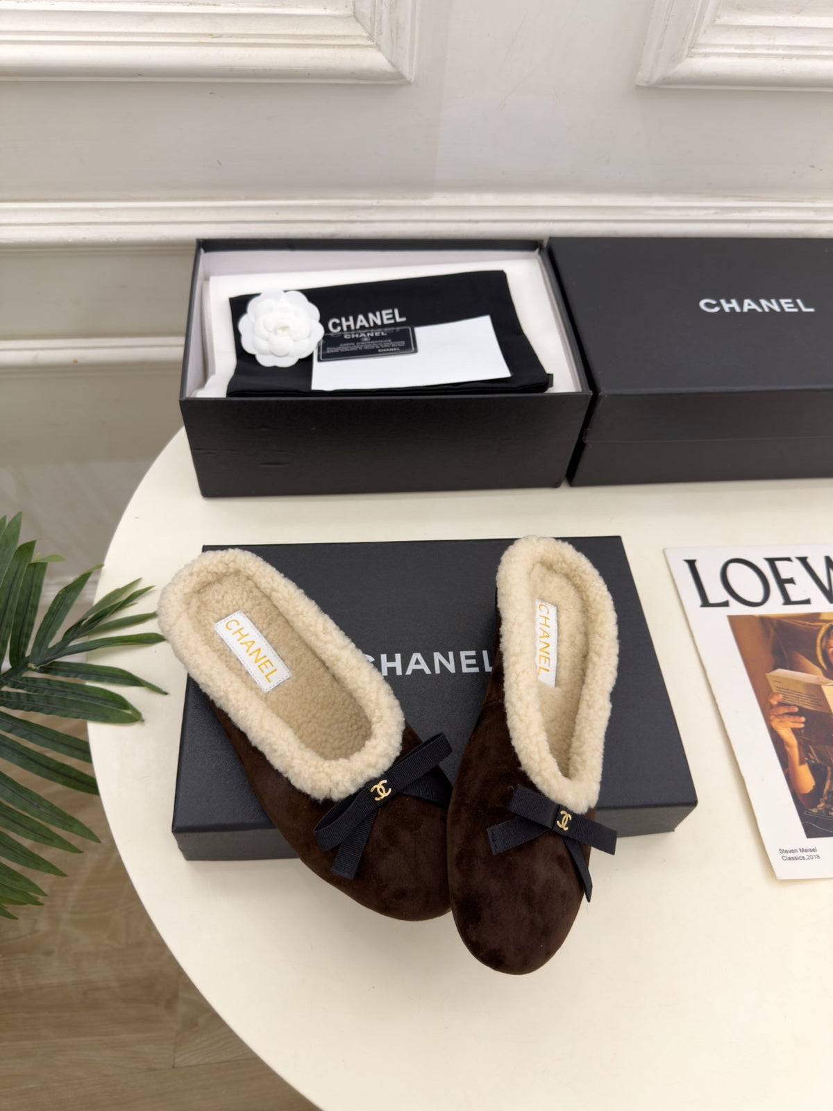 CC 26s Mules Dark Brown Shearling 111935