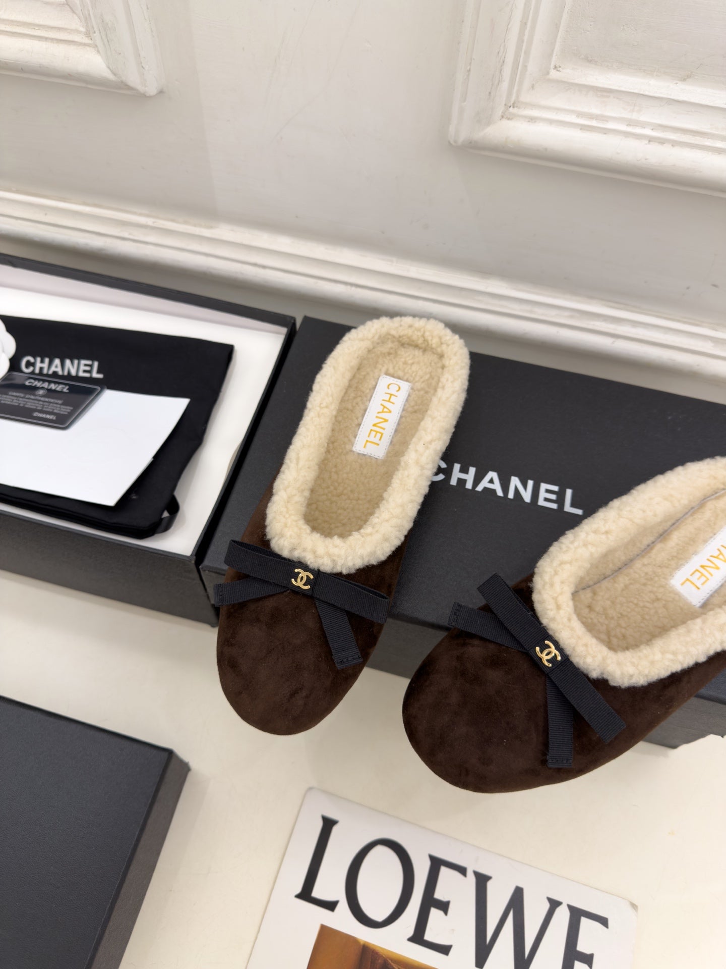 CC 26s Mules Dark Brown Shearling 111935