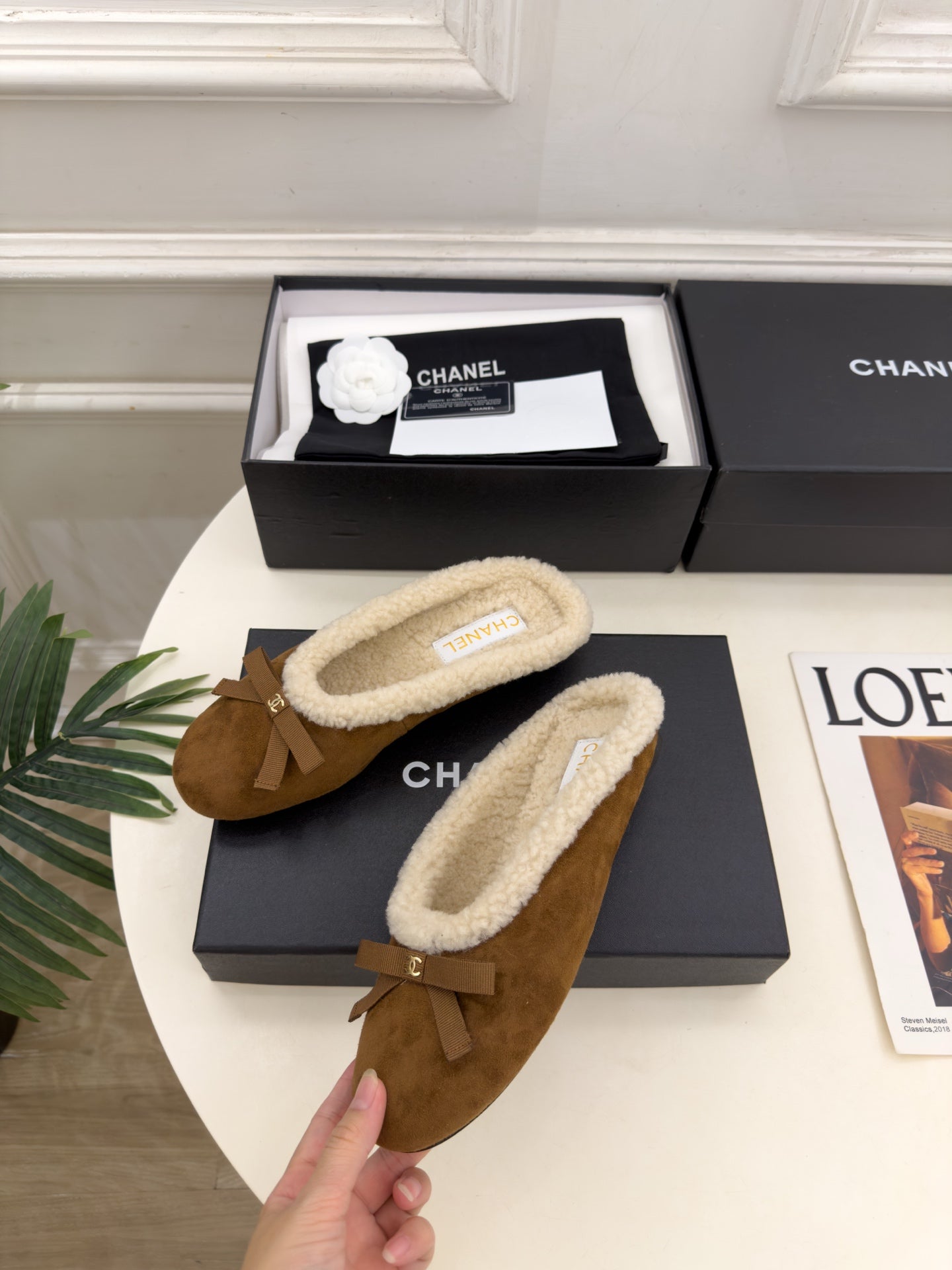 CC 26s Mules Dark Brown Shearling 111936