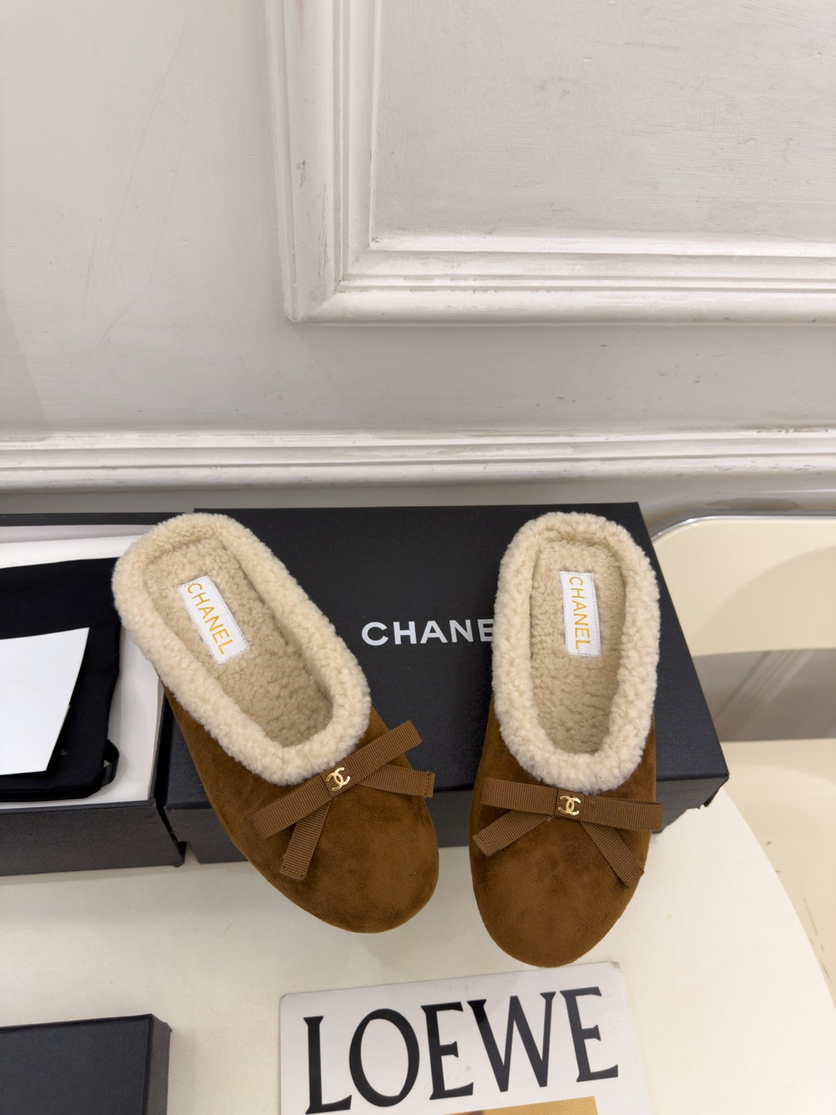 CC 26s Mules Dark Brown Shearling 111936