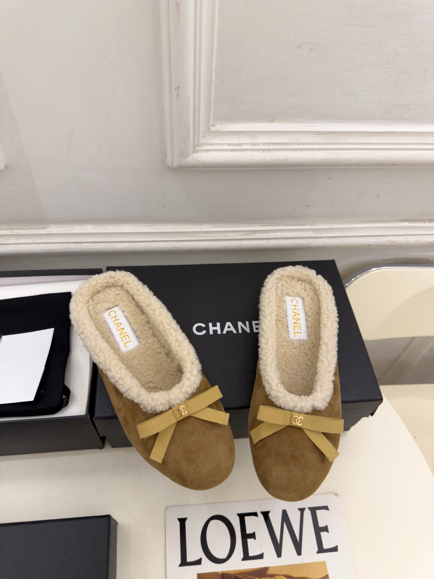 CC 26s Mules Beige Brown Shearling 111937