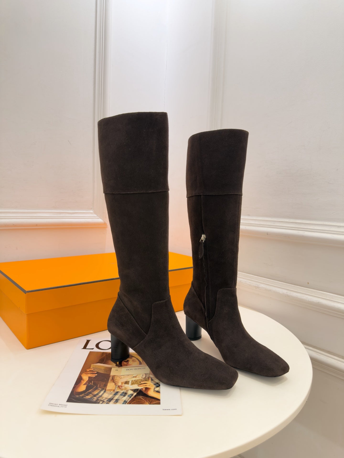 HM 26s Knee High Boots Dark Brown Suede 112130