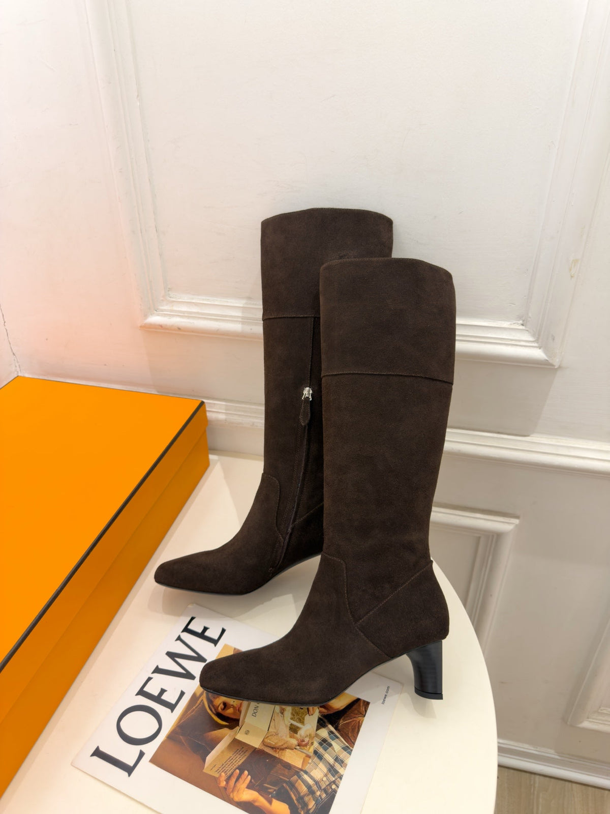 HM 26s Knee High Boots Dark Brown Suede 112130
