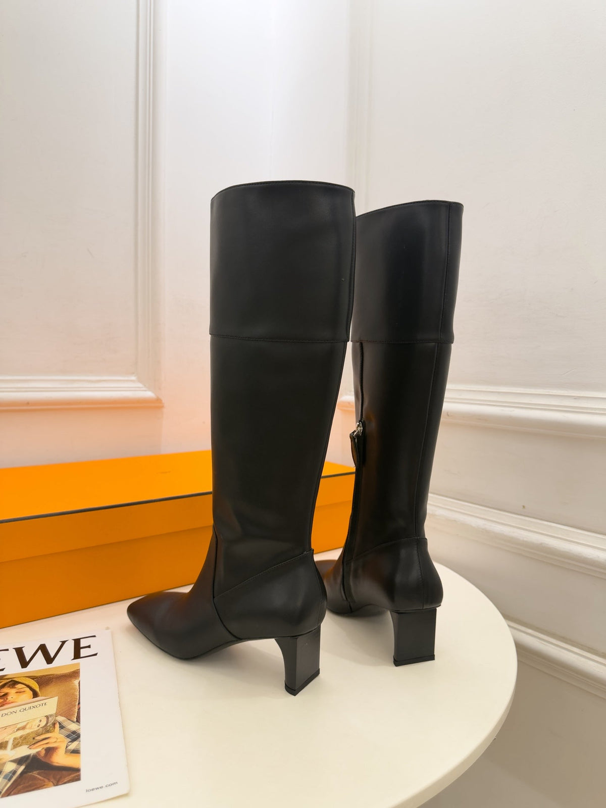 HM 26s Knee High Boots Black Smooth Leather 112132