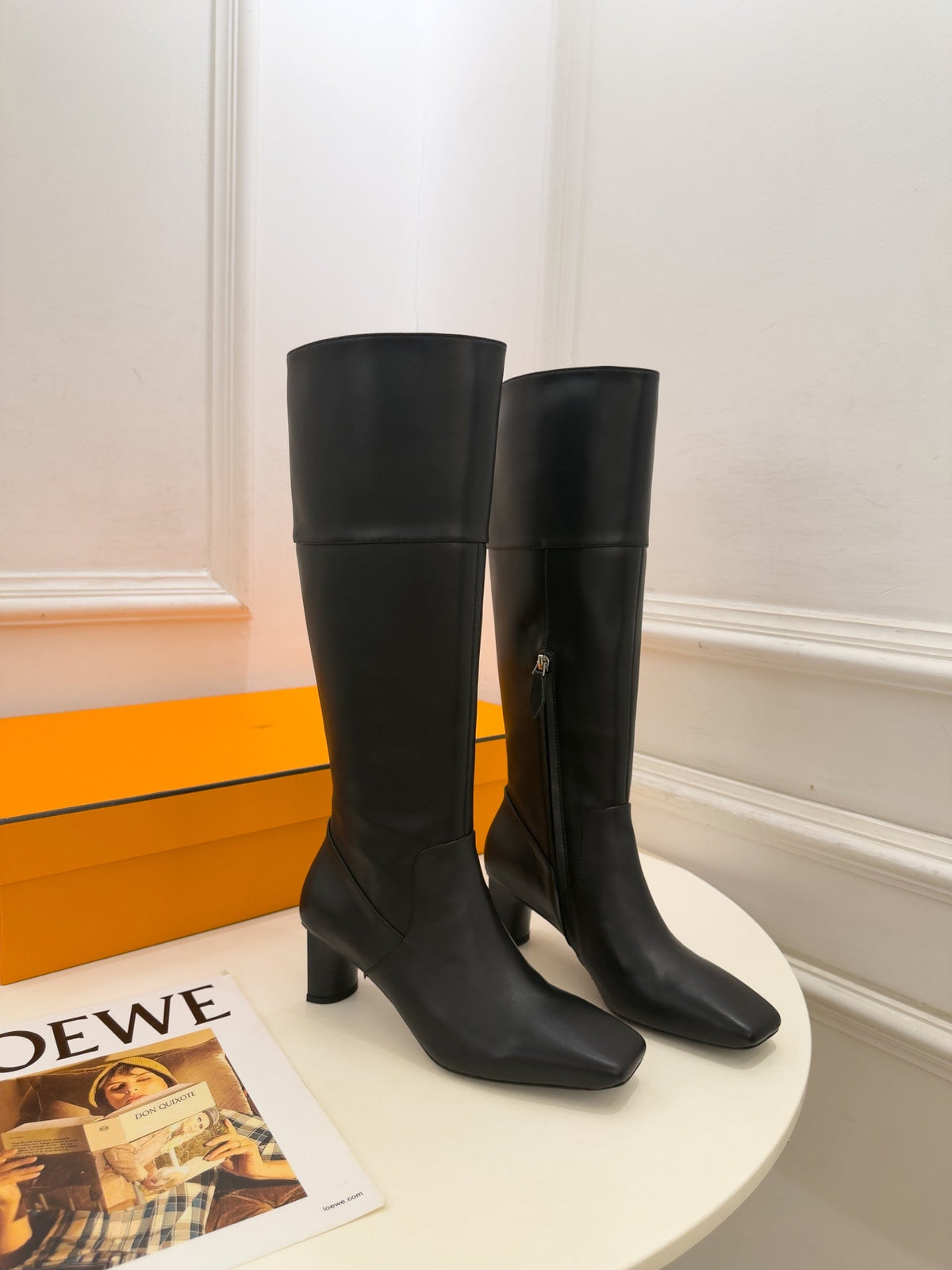 HM 26s Knee High Boots Black Smooth Leather 112132