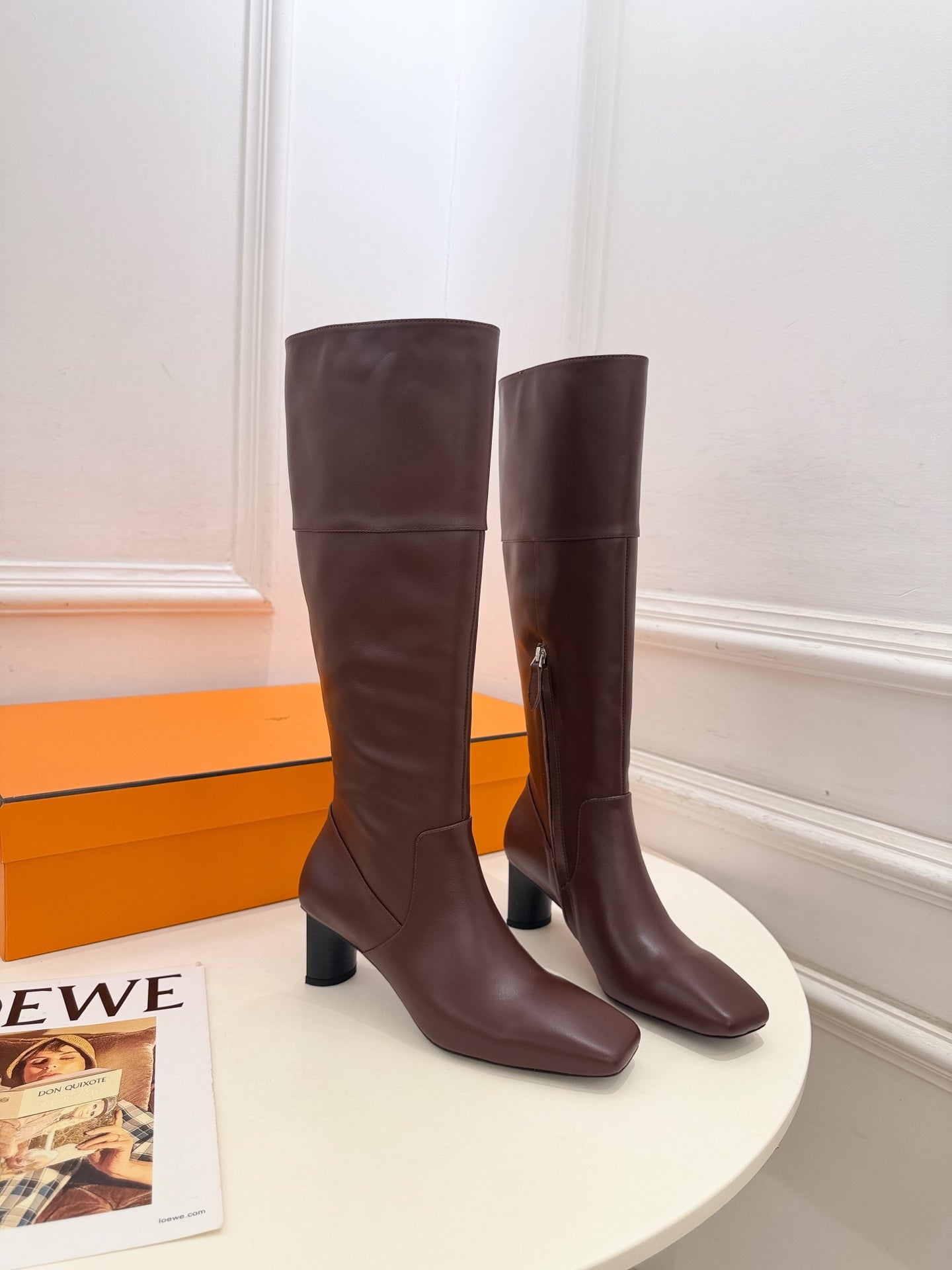 HM 26s Knee High Boots Dark Brown Smooth Leather 112133