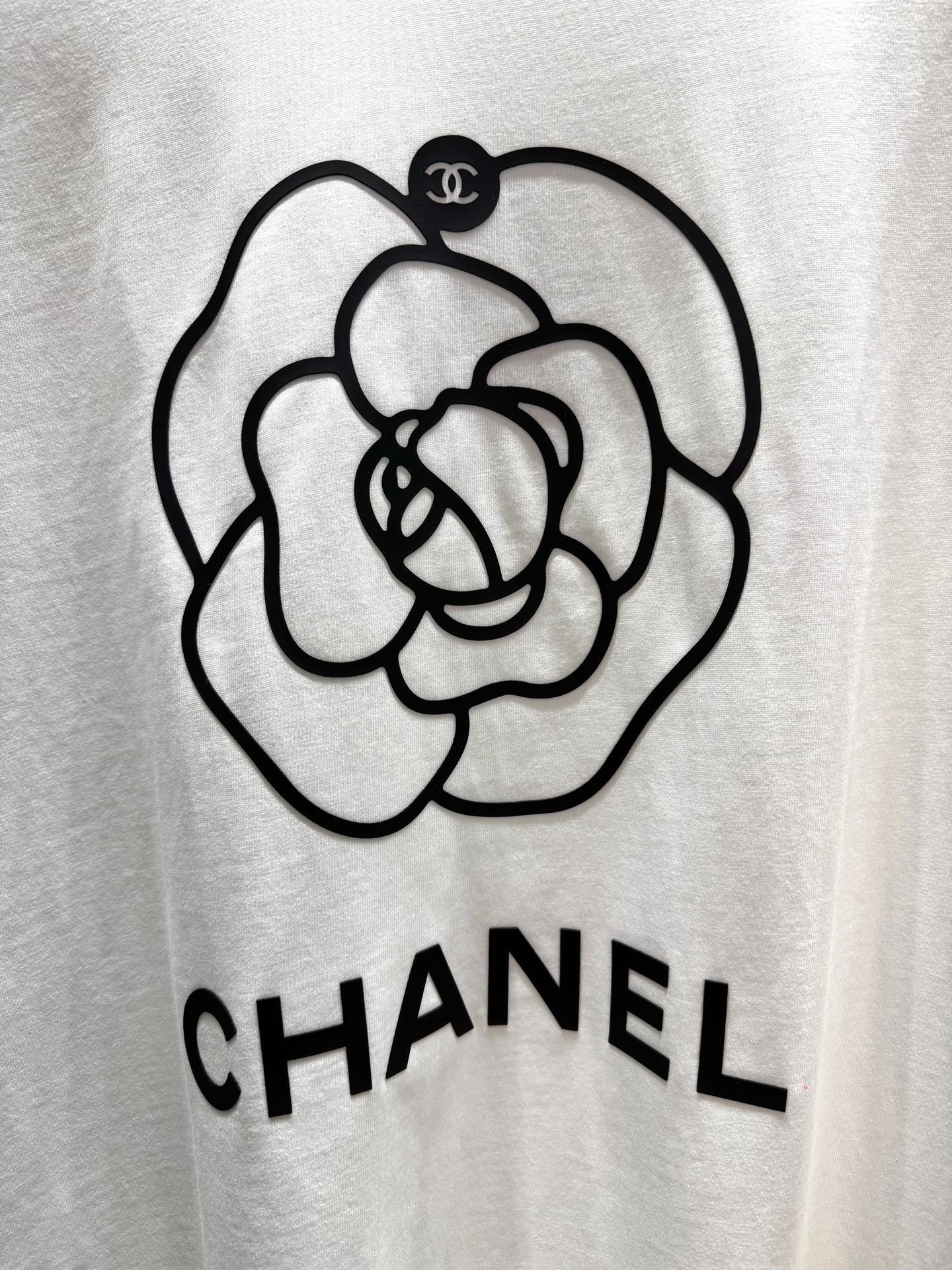 Chanel 2026 Logo Short-Sleeve T-Shirt White Cotton