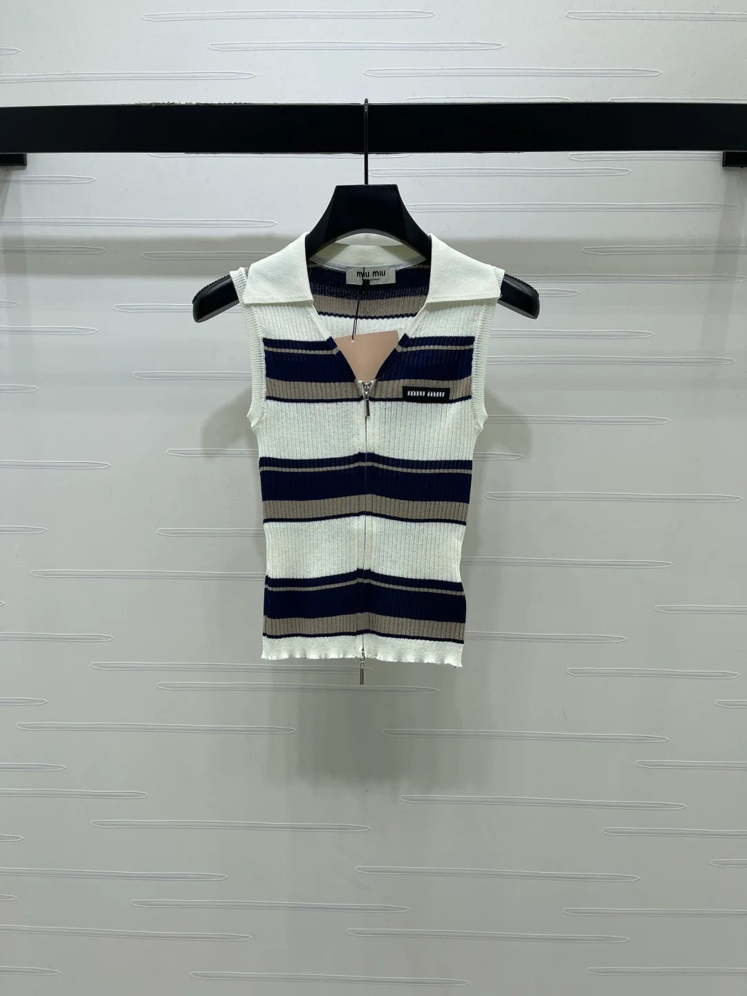 Miu Miu 2026 Striped Knit Vest Viscose Polyester