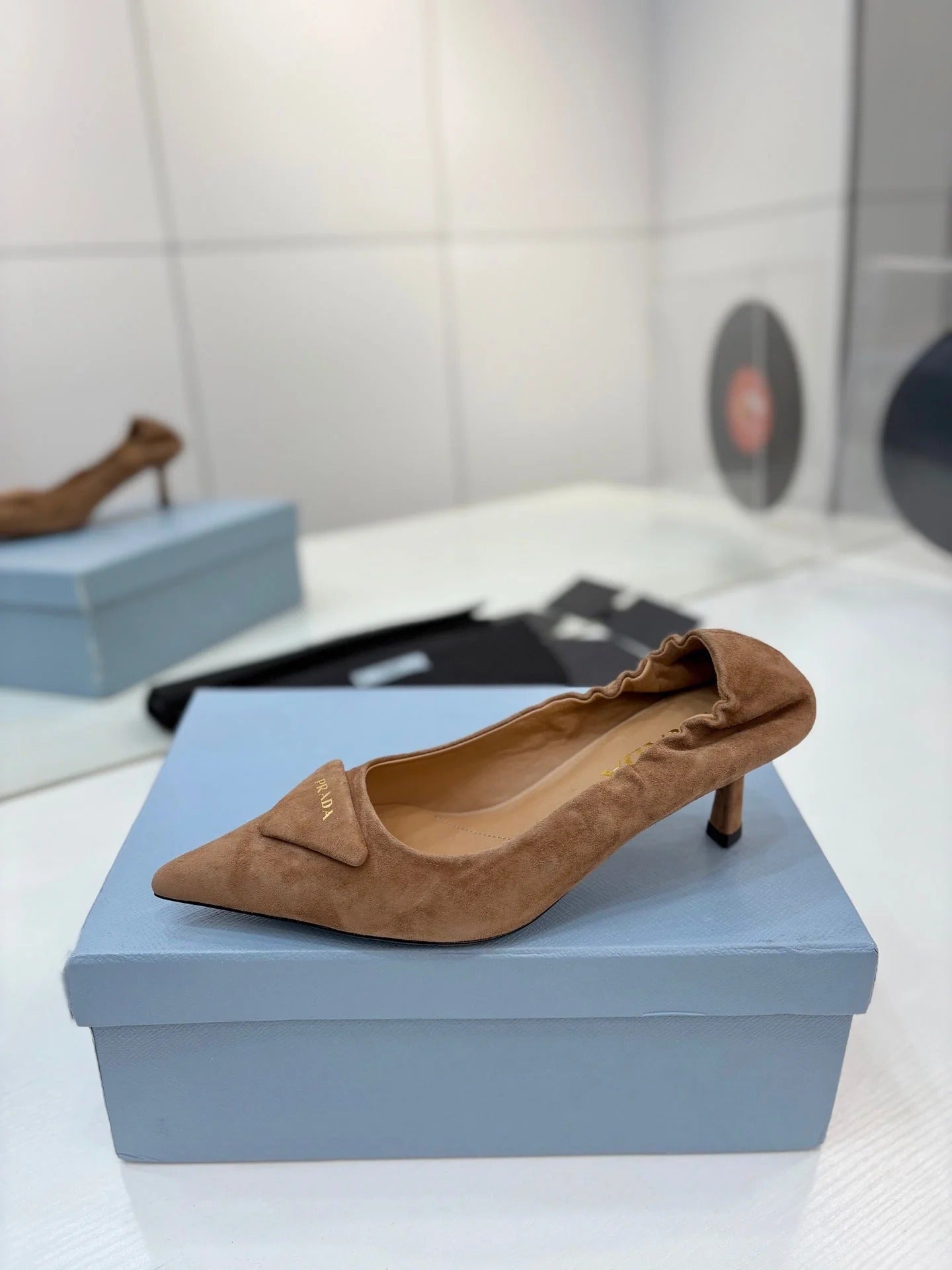 PRA 26S Pointed Toe High Heels 55 Brown Suede 627133