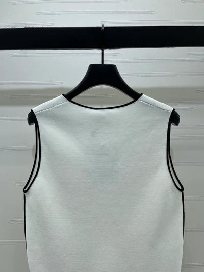Chanel 2026Knitted V-neck Vest Black Cotton 356406