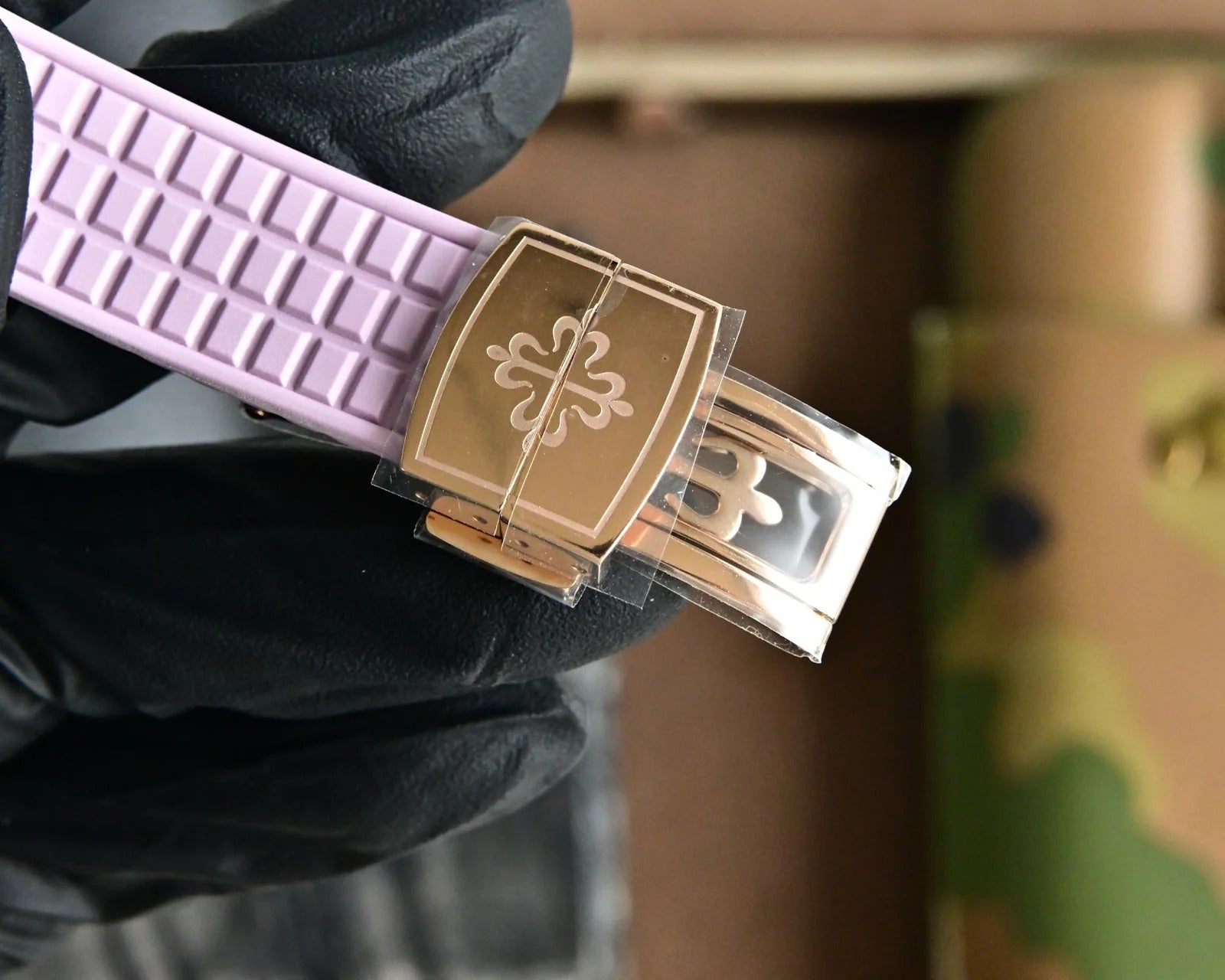 Patek Aquanaut 35.6mm Rose Gold Case Pink Strap Watch