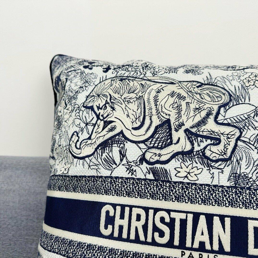 Dior Square Pillow Blue Toile De Jouy Cotton