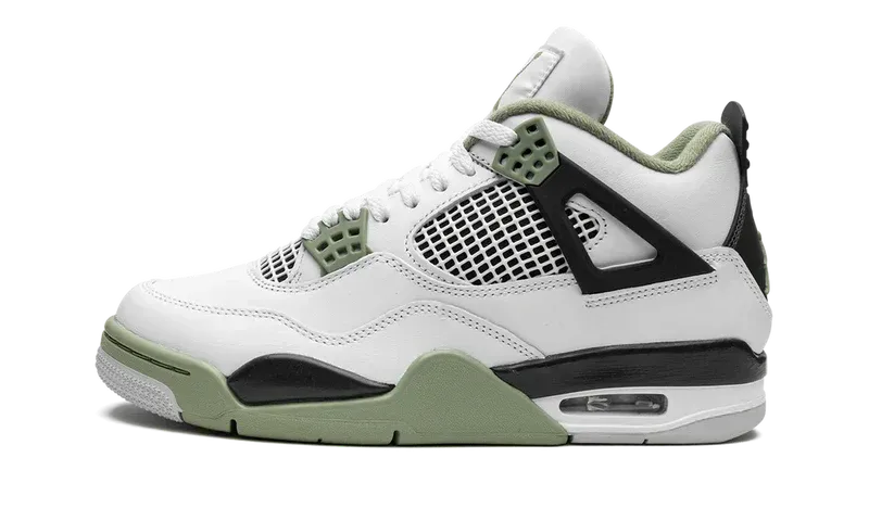 Nike Air Jordan 4 Retro White Green Black Suede
