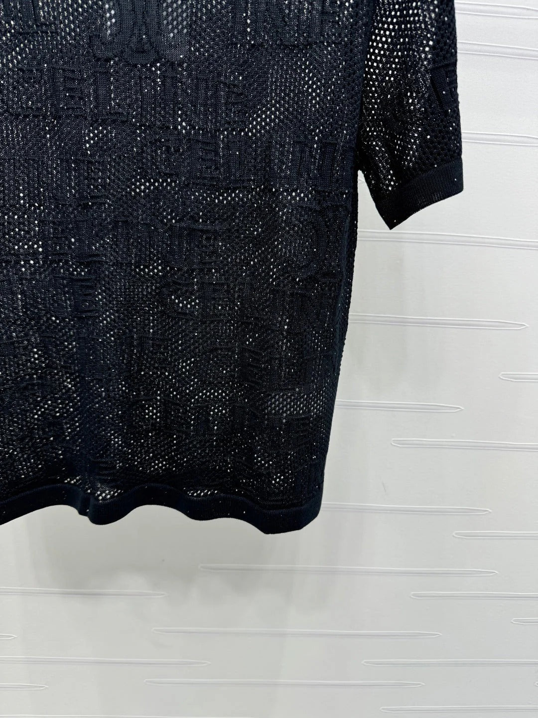 CELINE SHORT-SLEEVE CROCHET TOP BLACK 274808