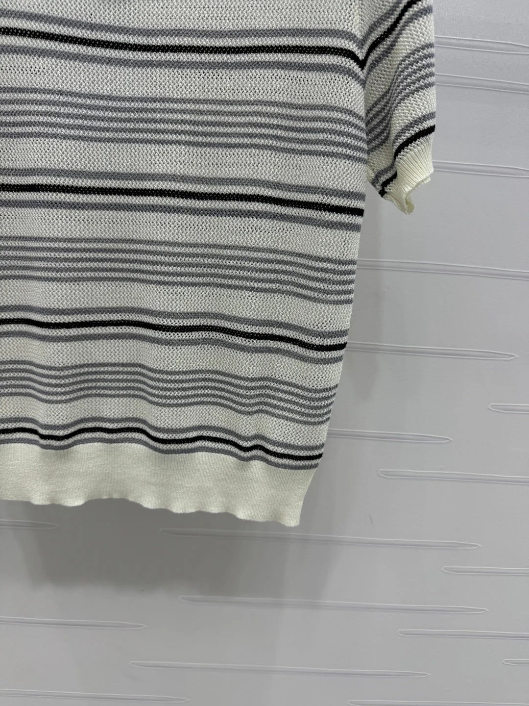 CHANEL 25S HOLLOW WOVEN POLO SHIRT 264075