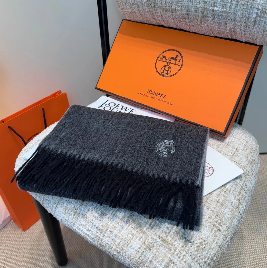 HERMES 25S SCARF 190 IN CASHMERE 854638