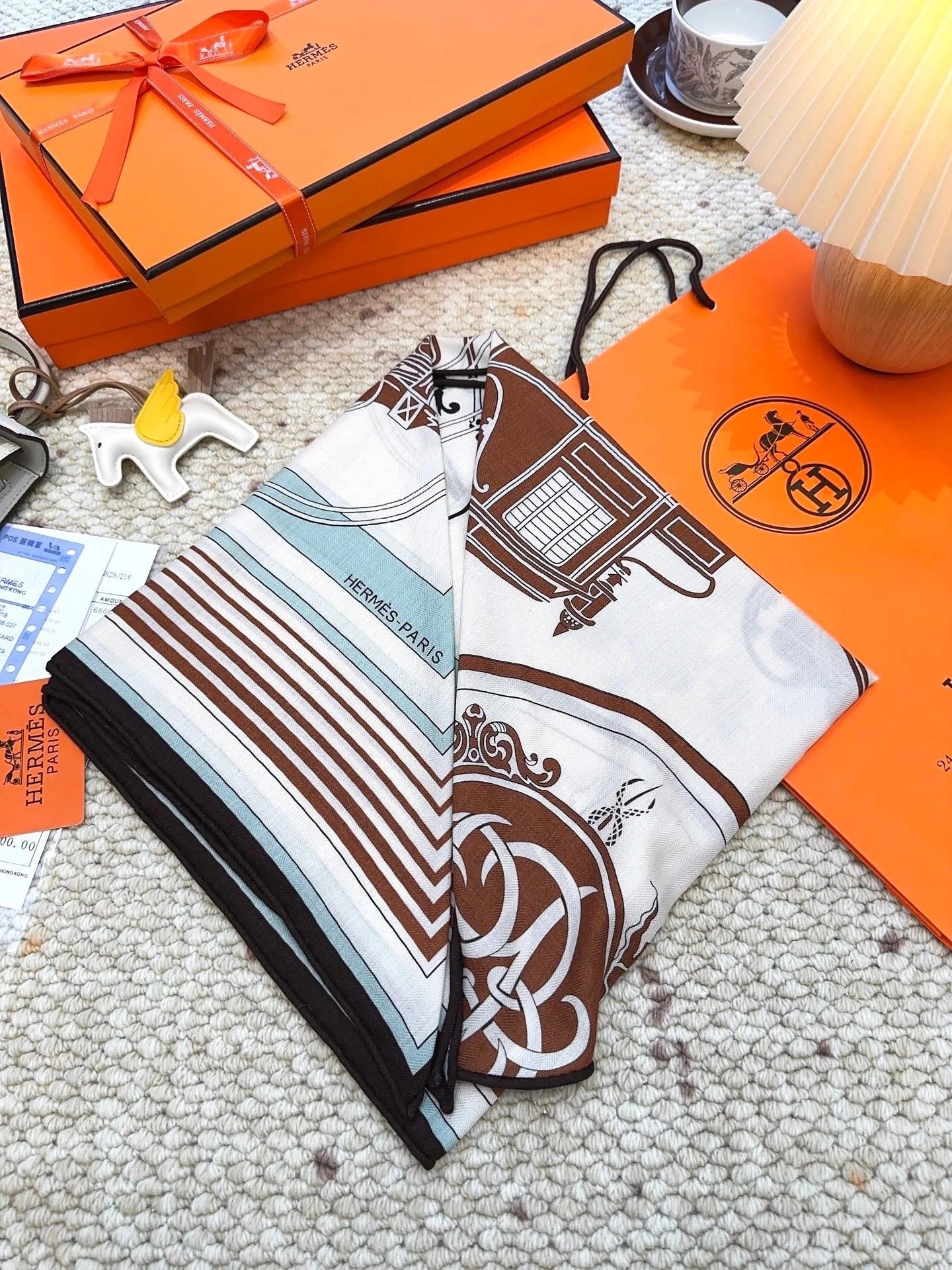 HERMES 25S SCARF 140 IN CASHMERE SILK 854529