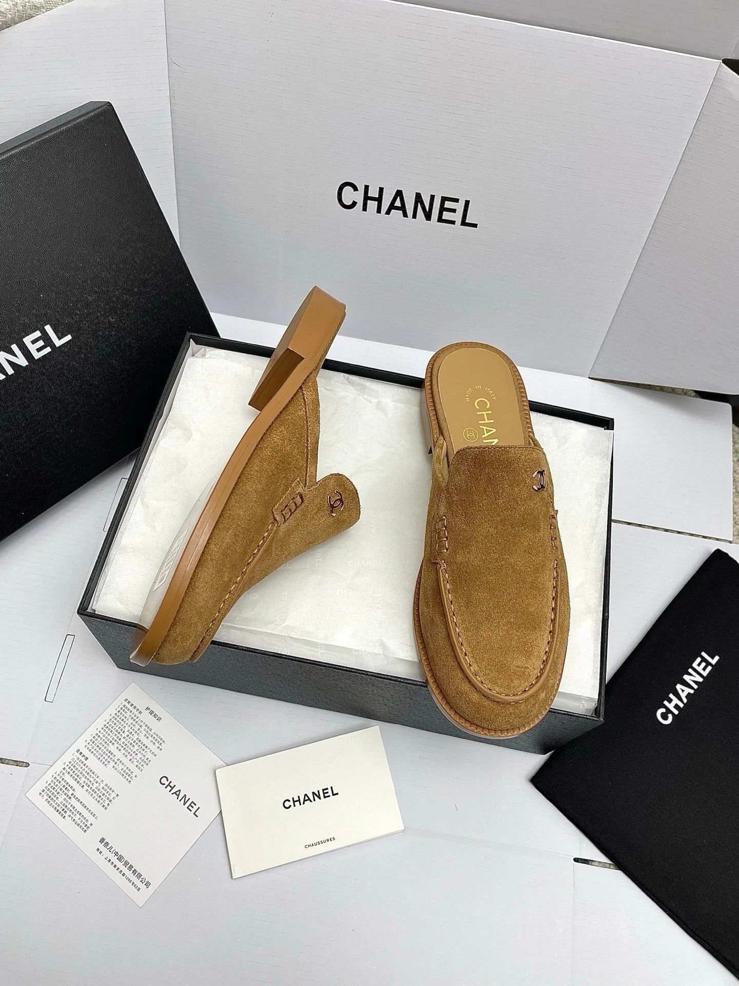 CC 26s Double C Mule Caramel Brown Suede 645303