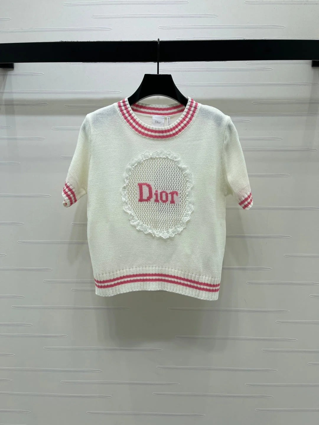 Dior 2026 Embroidered Knit Short-sleeved Shirt Cotton Wool 398791