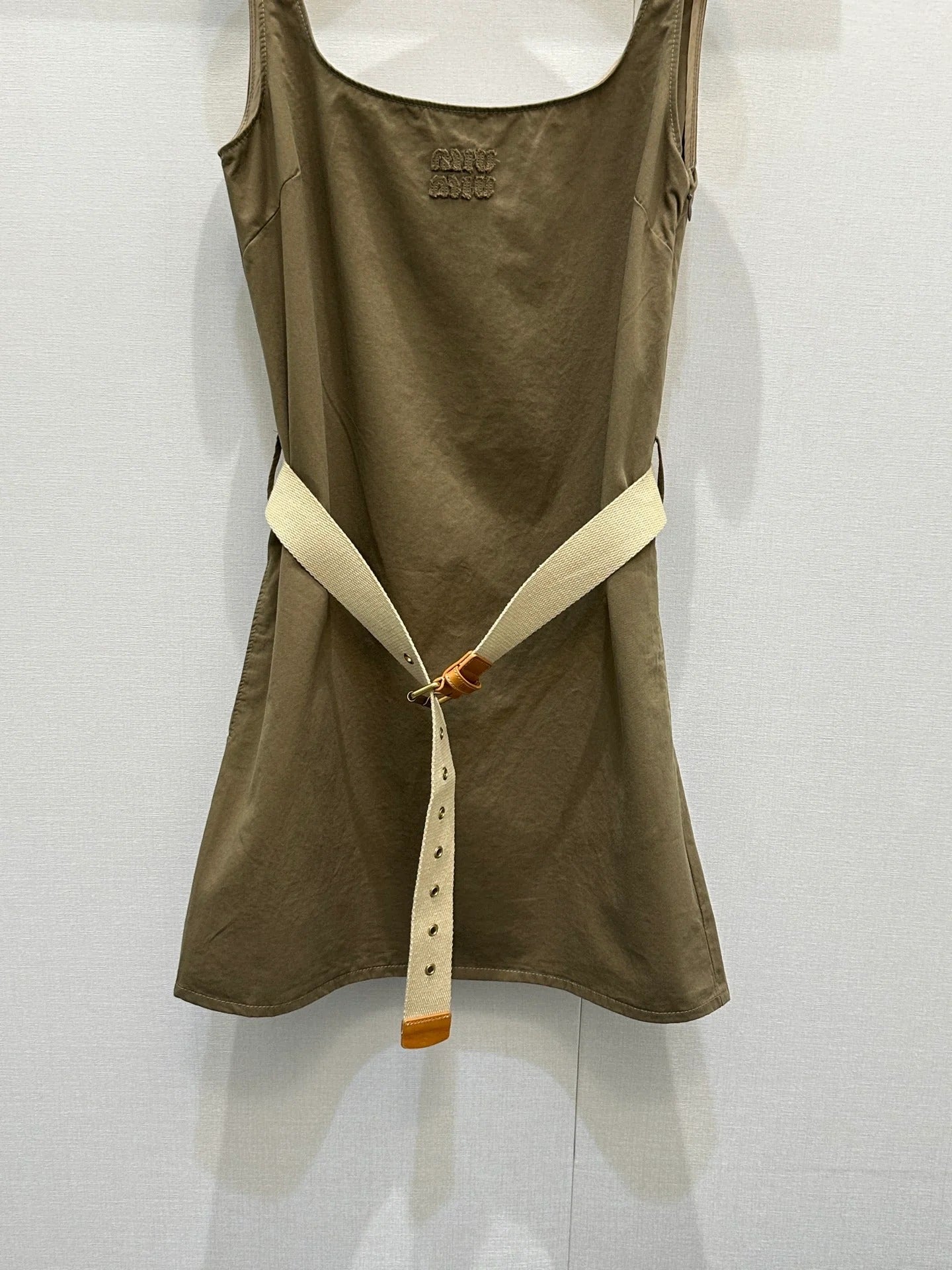 Miumiu 2026 Vest Dress Khaki Brown Cotton 136569