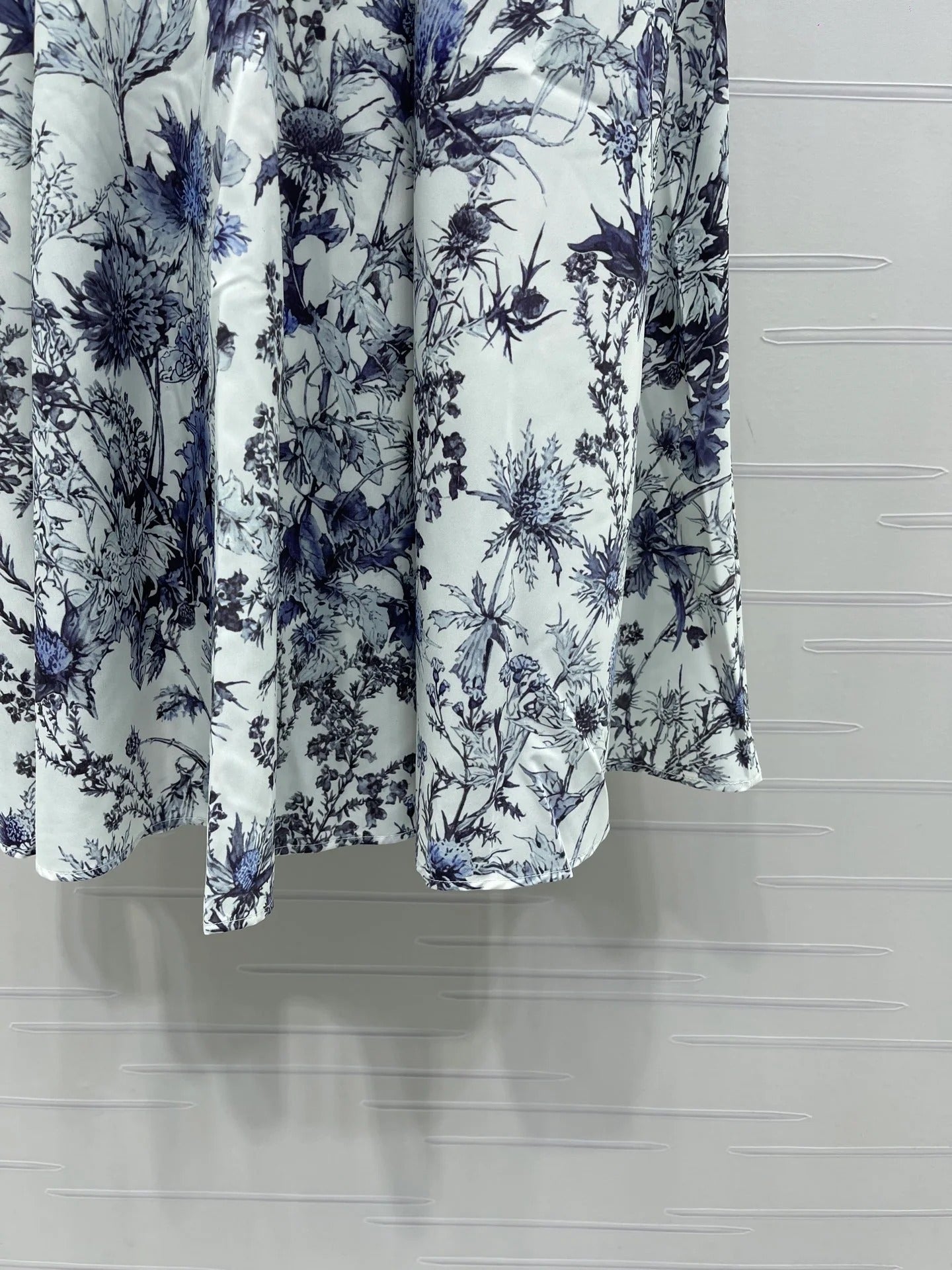 Dior 2026 High-waisted Printed Midi Skirt White Blue Polyester
