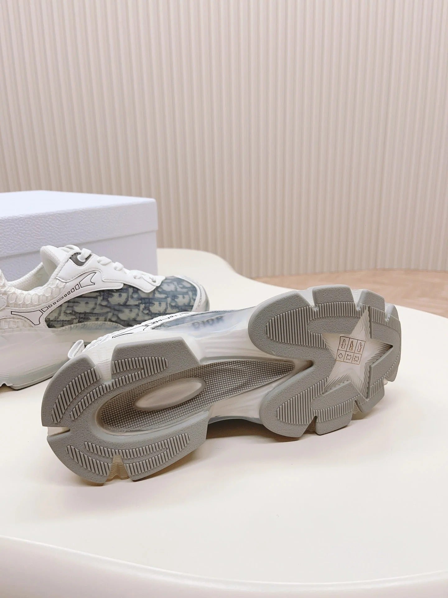CD 26s Chrono Sneakers White Blue Canvas Rubber Mesh 643750