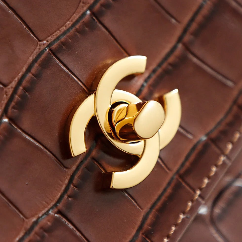 Chanel 2026 Bag 38cm Brown Crocodile-embossed Leather