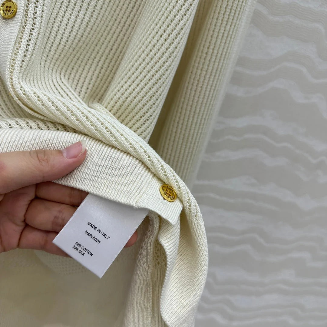 LP CREAM V-NECK KNIT CARDIGAN