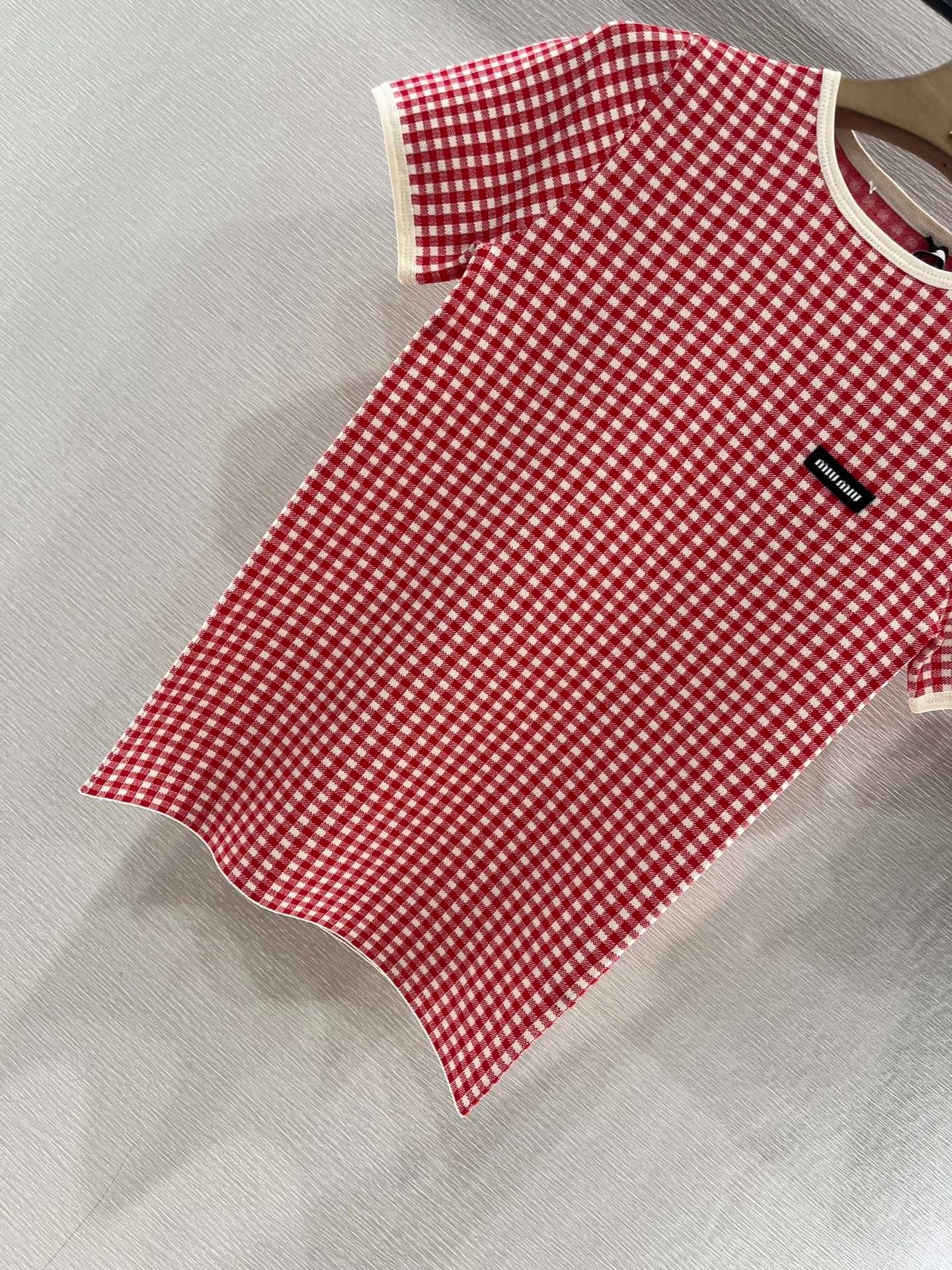 MIUMIU CHECKERED T SHIRT 274653