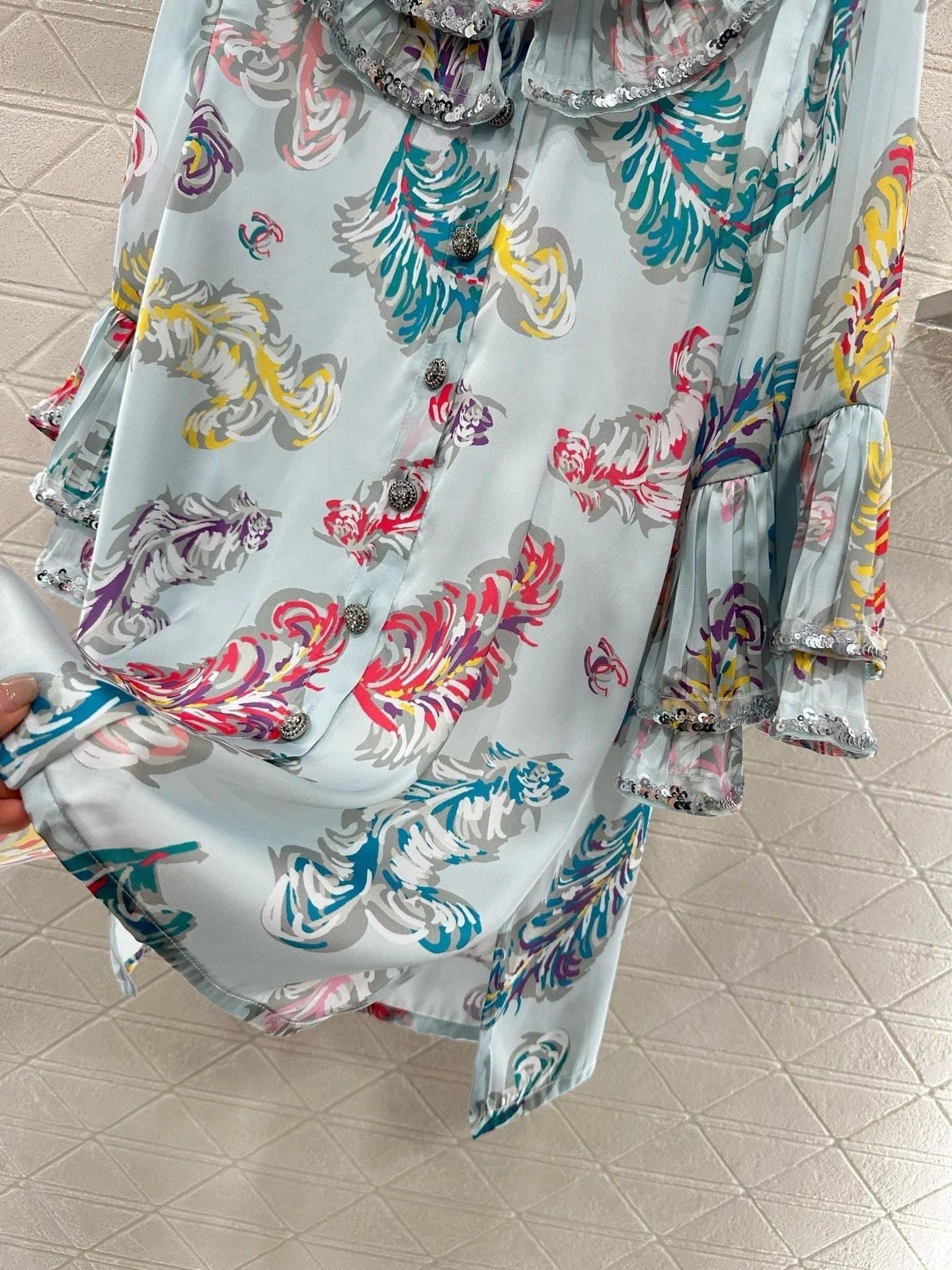 CHANEL 25S SEQUIN EMBELLISHED SHIRT DRESS SET 265579