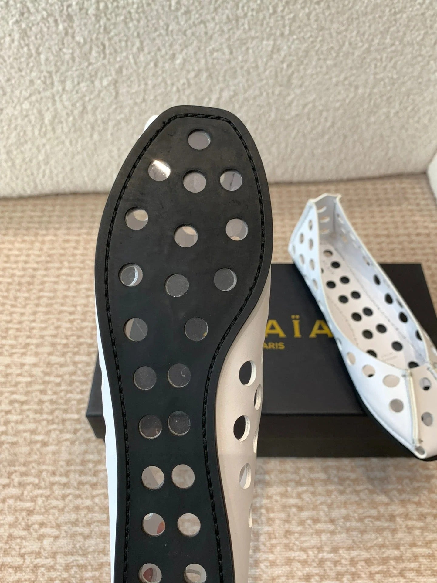 Perfo Ballet Flats In White Calfskin