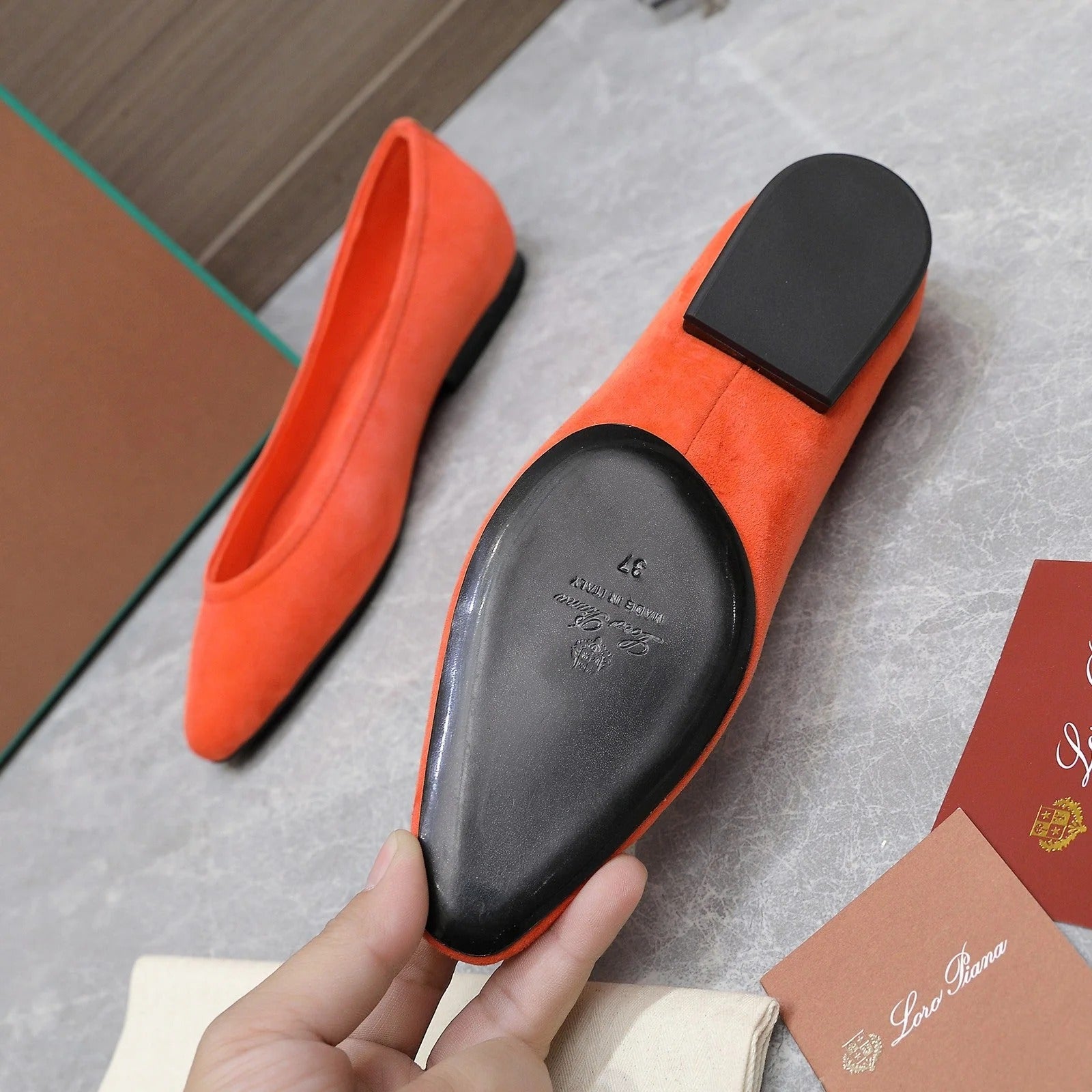 Classic Ballet Shoes In Orange Suede
