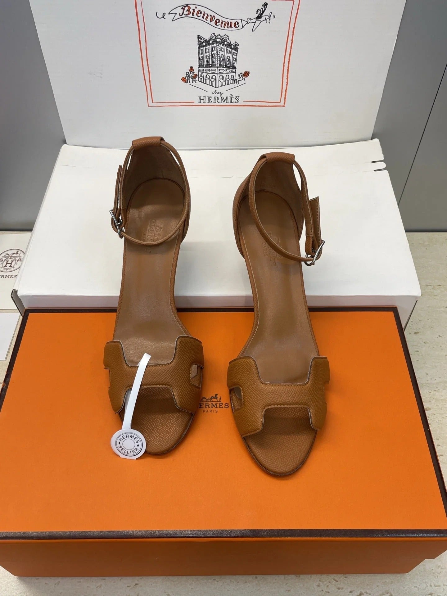 HM 26ss High Heel Sandals 70 Brown Cowhide 607117