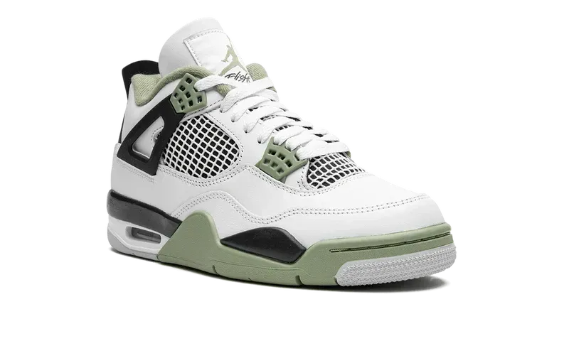 Nike Air Jordan 4 Retro White Green Black Suede