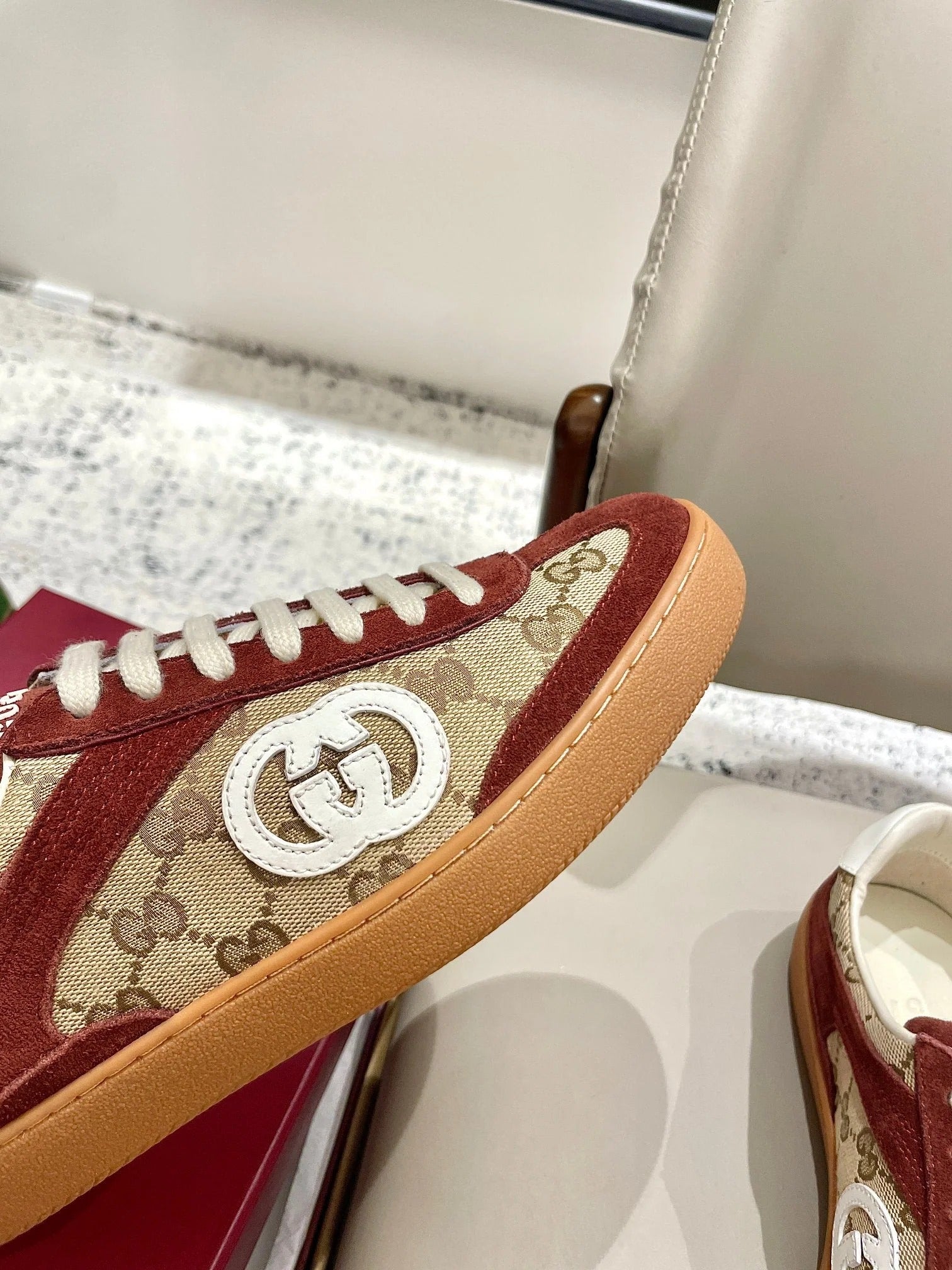 GG 26 Sneaker Dark Red Canvas Suede 632817