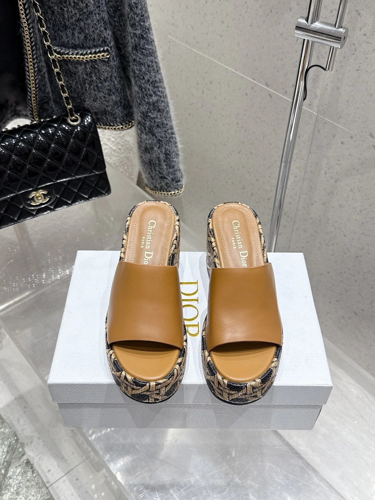 CD 26s Platform Sandal 65 Brown Monogram Leather 636352