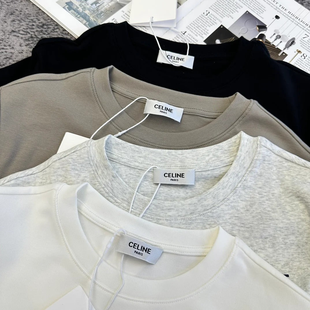 Celine 2026 T-Shirt Brown Black White Gray Cotton 359304