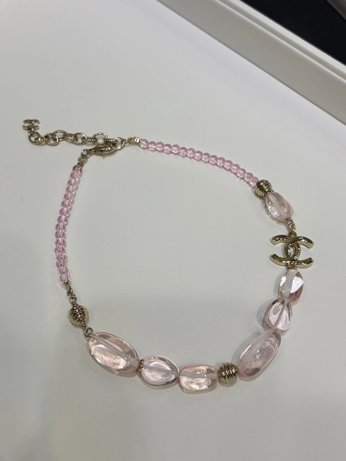 Chanel 2026 Double C Pink Acrylic Beaded Necklace