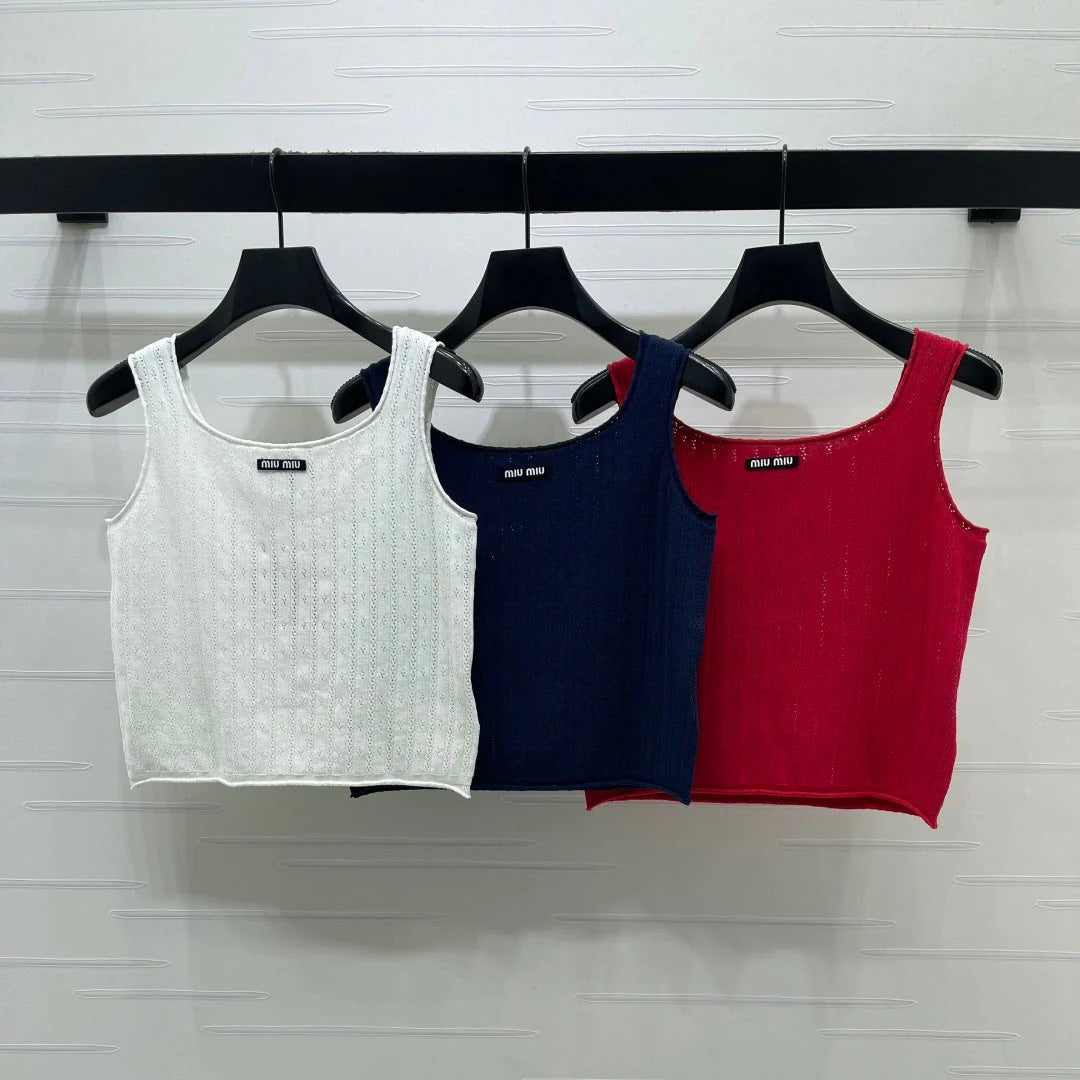 Miumiu 2026 Vest White Blue Red Wool