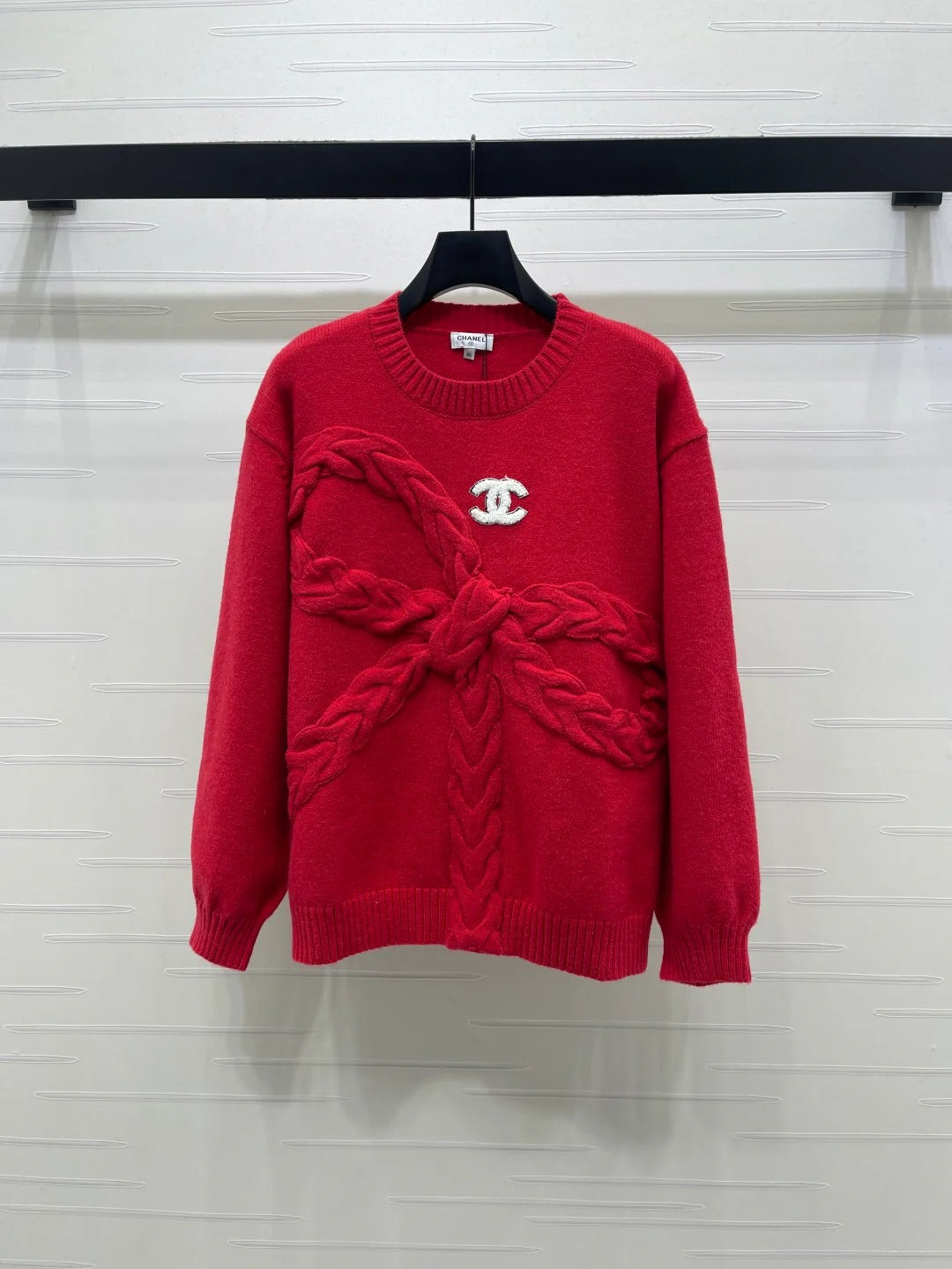 CC 26 Bow Tie Pullover Sweater Red Wool 331564