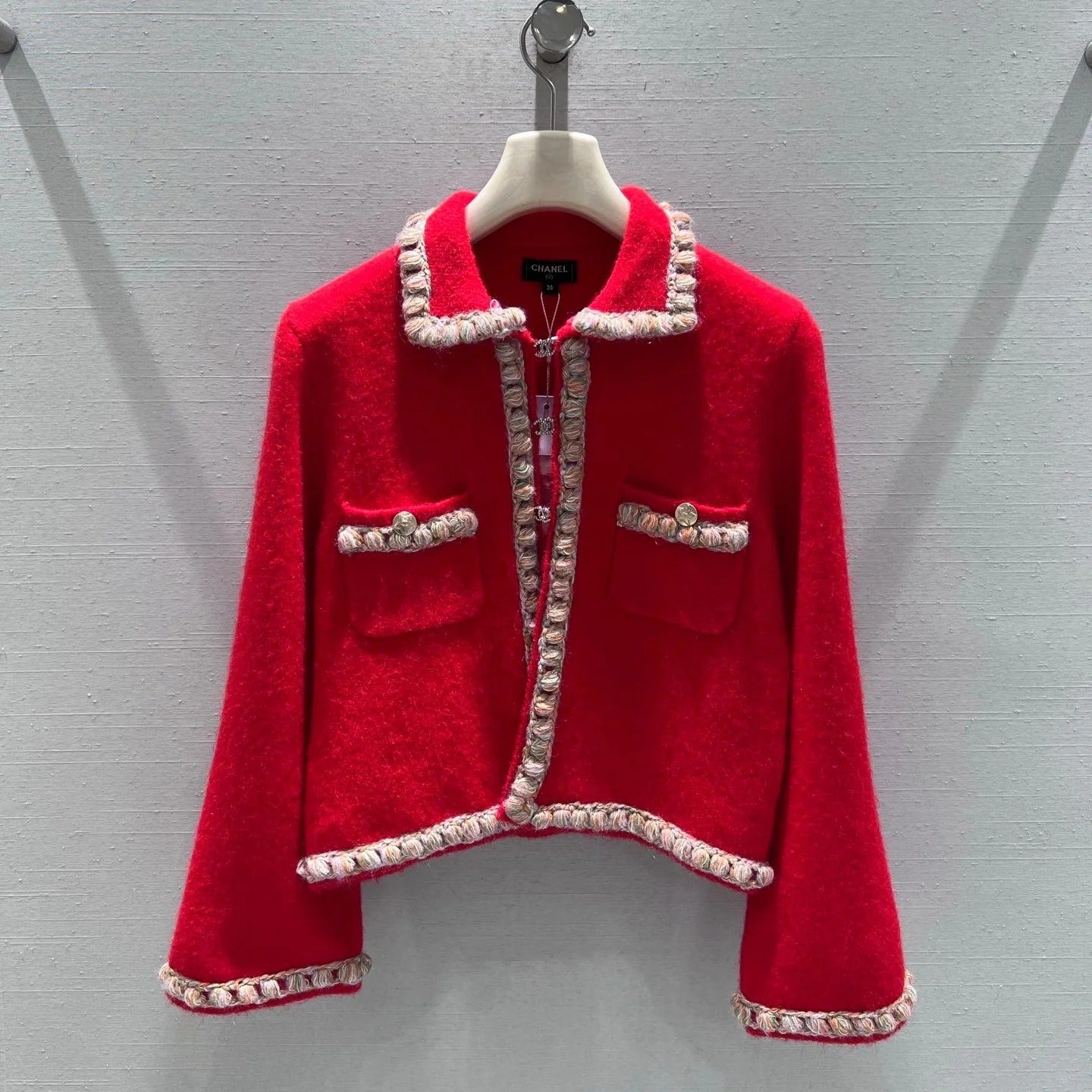 CC 26 Short Jacket Red White Wool 340296