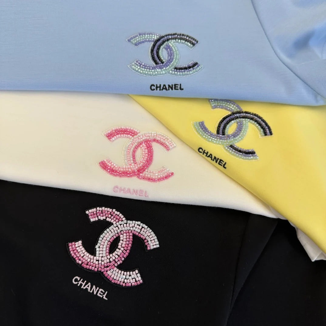 Chanel 2026 T-shirt White Black Yellow Blue Cotton 359098