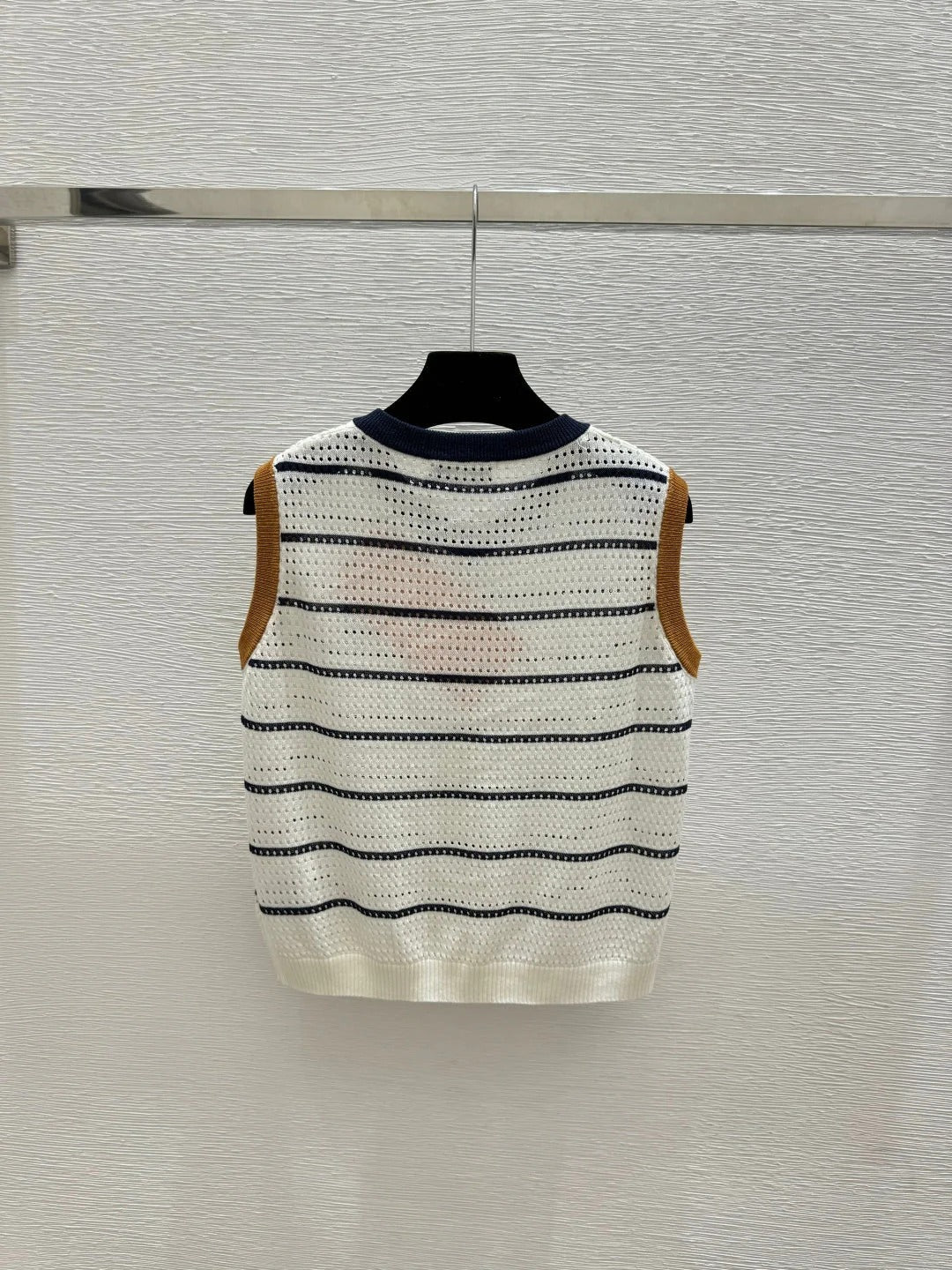 Miumiu 2026 Crew Neck Striped Knit Vest Tencel 397196