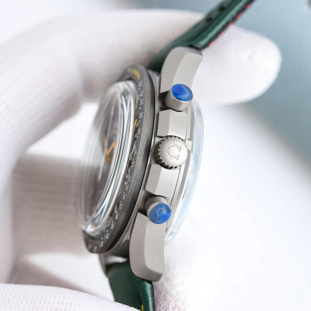 Omega Speedmaster Grey Side of the Moon 44.25mm Green Leather Strap
