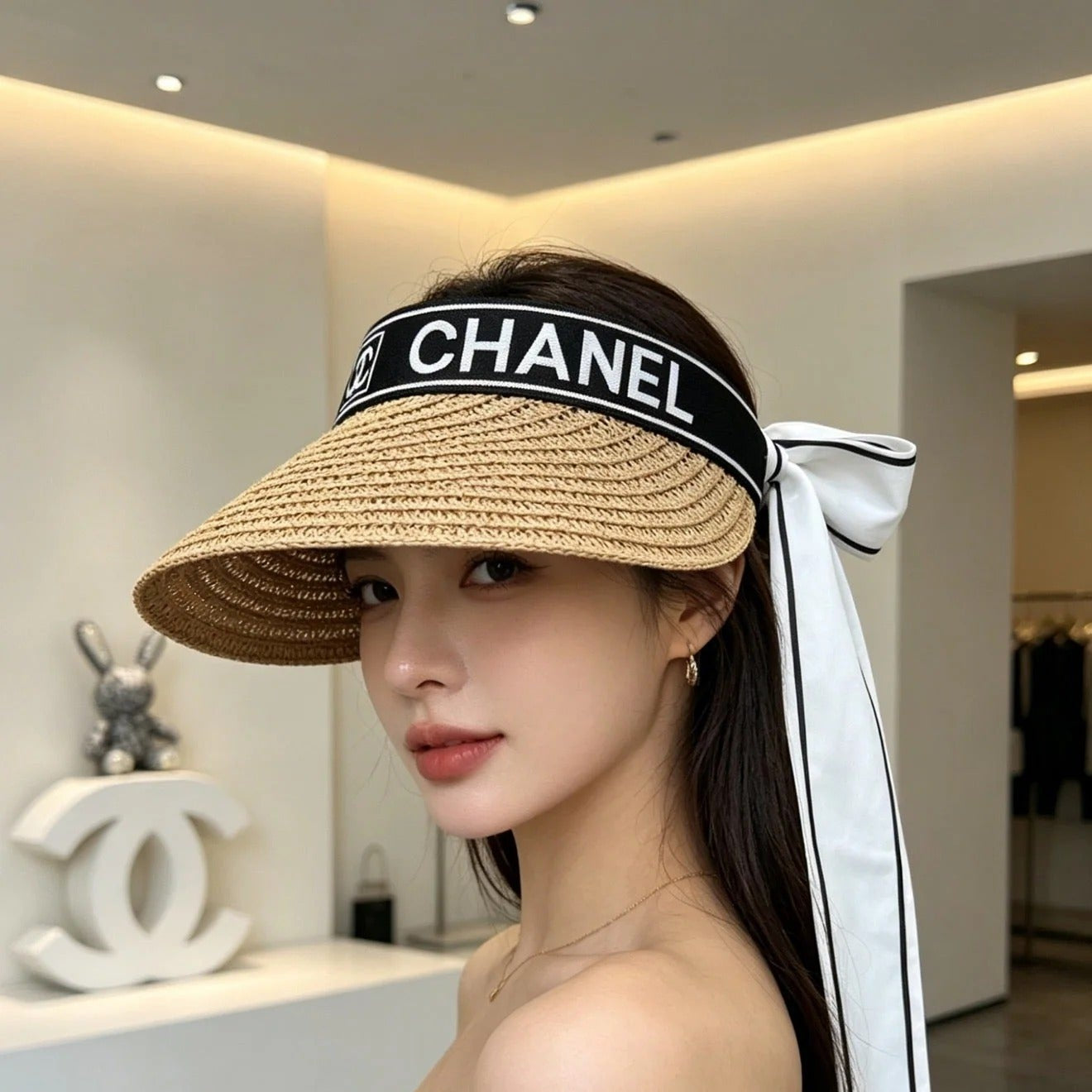 Chanel Visor Hat With Bow Detail 280793